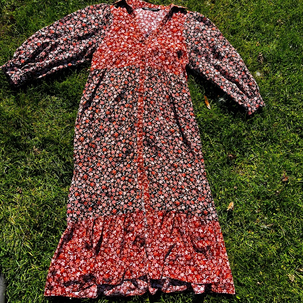 Zara Floral Button Up Dress